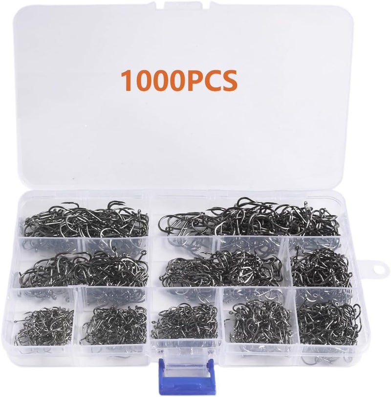 AMHDV 300Pcs/ 500Pcs/ 1000Pcs Small Fishing Hooks, 10 Different Sizes Tiny Fish Hook Set for Freshwater - Image 3